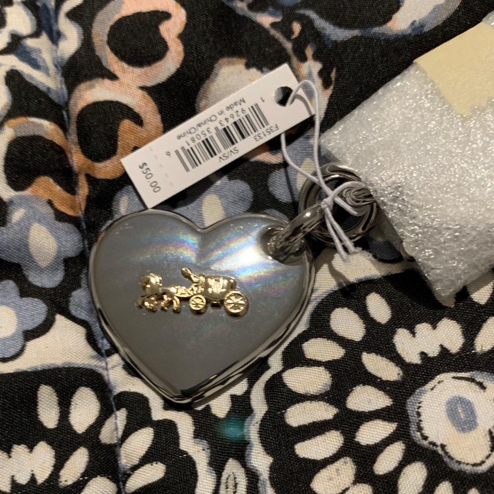 Coach Silver Heart Keychain